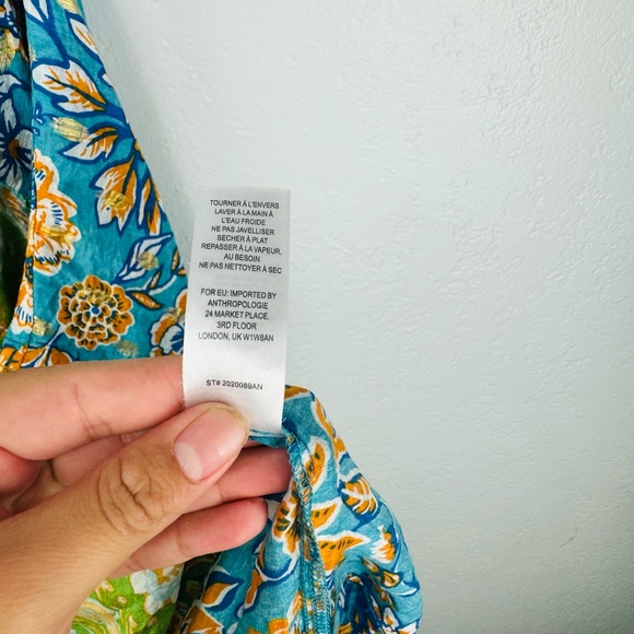 Anthropologie Current Air Floral Kimono Metallic Stamped Duster Cover Up - Picture 9 of 11